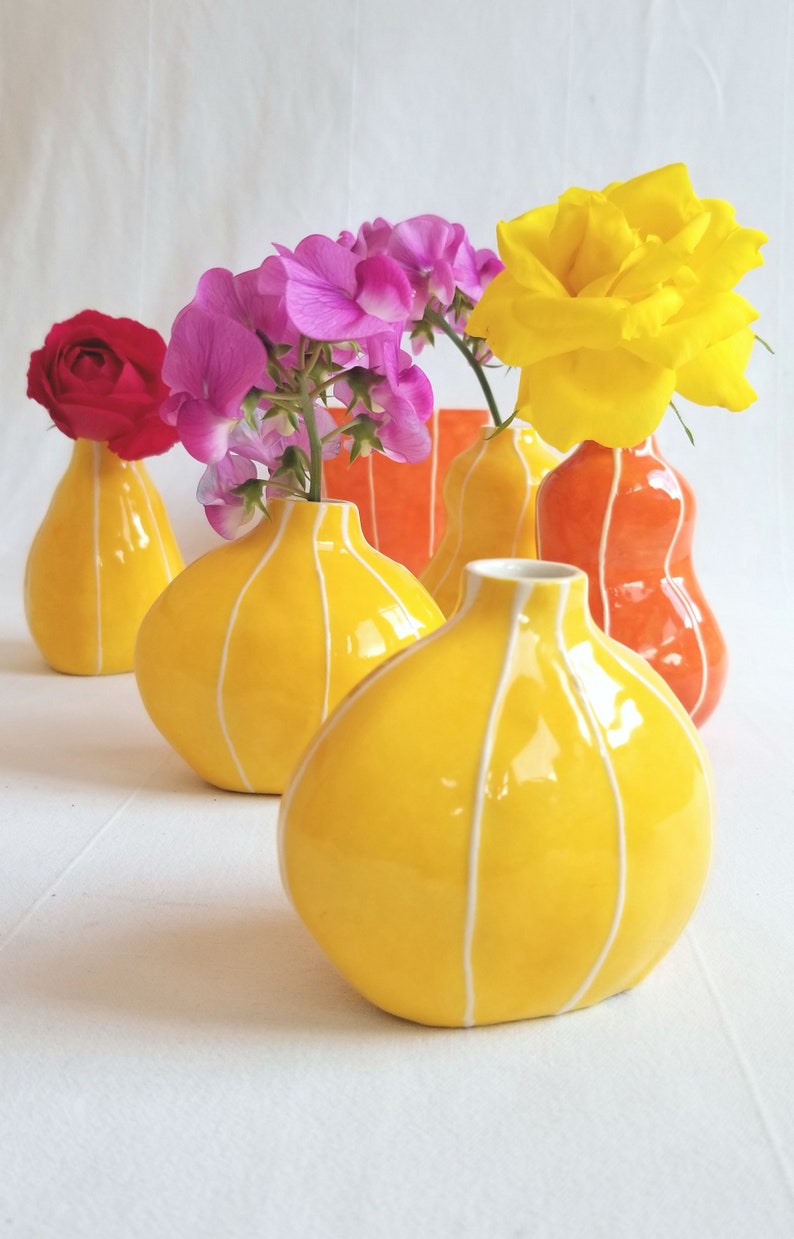 YELLOW Ceramic Bud Vase. Small Gift Etsy