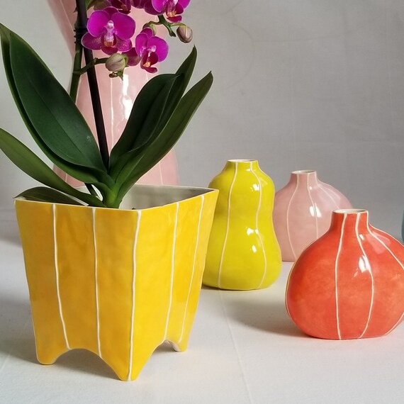 Set Di 3 Vasi In Ceramica Blu Per Centrotavola – Eleganti E Minimalisti Per Casa Moderna E Rustica