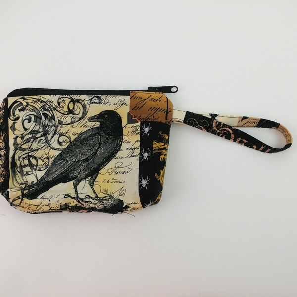Nevermore Raven Edgar Allan Poe Zippered Wristlet Pouch Wallet Clutch