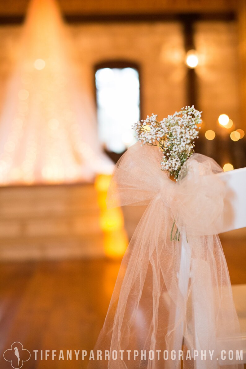 6 Handmade Tulle Bows For Wedding Aisle Decorations Bridal Etsy