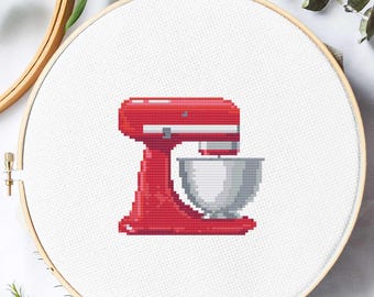 Red Kitchen Stand Mixer Cross Stitch