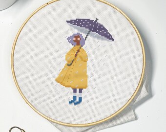 April Showers Cross Stitch Pattern (3 Colorway Options)