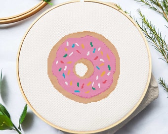 Pink Sprinkle Donut Cross Stitch