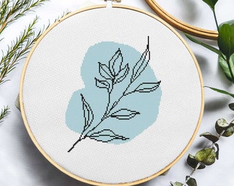 Minimalist Abstract Botanical Line Art IV Cross Stitch