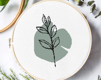 Minimalist Abstract Botanical Line Art III Cross Stitch