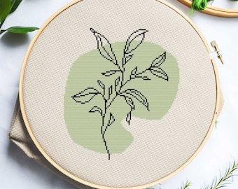 Minimalist Abstract Botanical Line Art V Cross Stitch