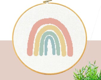 Pastel Boho Rainbow Cross Stitch