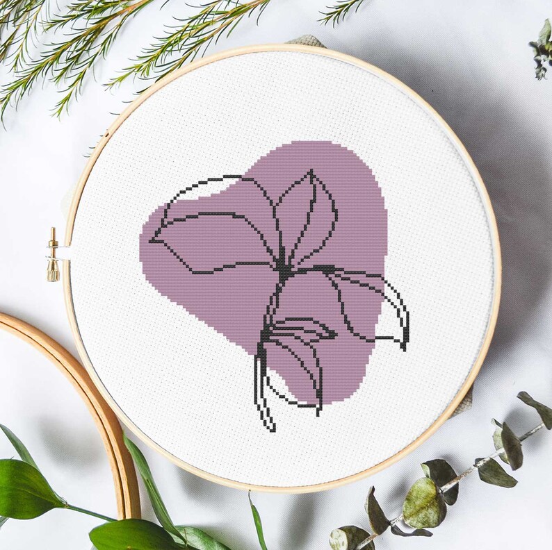 Minimalist Abstract Botanical Line Art VII Cross Stitch image 1