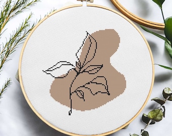 Minimalist Abstract Botanical Line Art II Cross Stitch