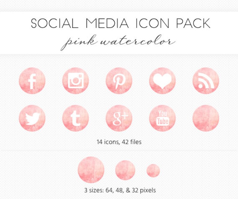 Pink Watercolor Social Media Icon Set