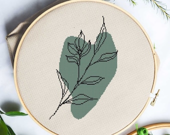 Minimalist Abstract Botanical Line Art VIII Cross Stitch
