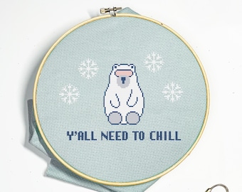 Chill Polar Bear Cross Stitch Pattern