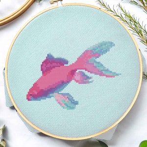 Pink Goldfish Cross Stitch