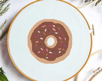 Chocolate Sprinkle Donut Cross Stitch