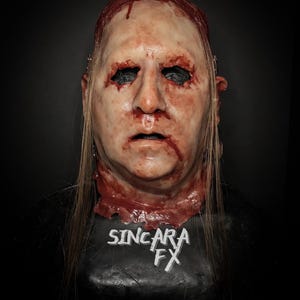 Tío With Hair Silicone Horror Mask | Sincara FX | Halloween Cosplay Scary Costume Dark Art Gore Fake Blood Torn Ripped Off Face