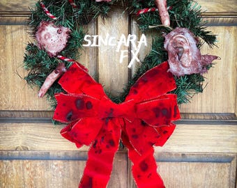 Creepy Christmas Wreath | Realistic Silicone Body Parts, Horror Xmas Decor