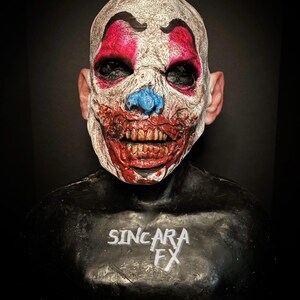 Zombie Infected Clown Silicone Horror Mask | Sincara FX | Halloween Cosplay Creepy Scary Costume Dark Gore Fake Blood Walking Living Dead