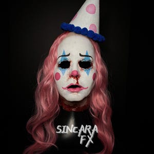 Bambino Clown Silicone Horror Mask | Sincara FX | Halloween Cosplay Creepy Scary Costume Dark Art Gore Fake Blood Torn Ripped Off Face