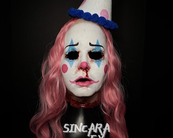 Pink Female Clown Silicone Mask | Torn Face, Halloween Costume