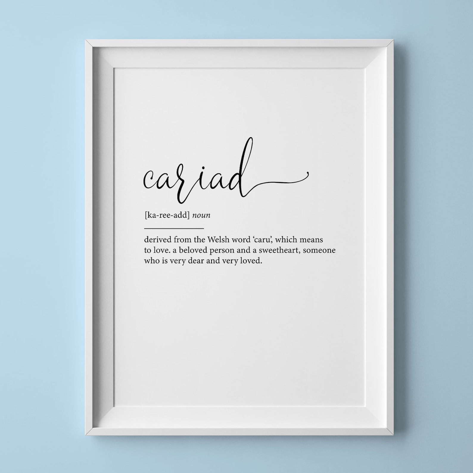 Cariad Welsh Definition Print Home Print Welsh Print Etsy