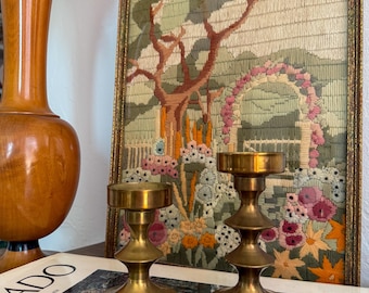 Vintage Brass Candlestick Holders Set of 2 | Mid Century Modern Taper Candle Holders | Sculptural Brass Decor | Minimalist Vintage Styling