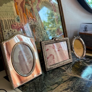 Set of 3 Vintage Mini Picture Frames | Ornate Metal Photo Frames | Cottage Gallery Wall Decor | Hollywood Regency Frame Collection