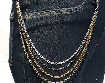 5-Strand Metal Chain Reaction Belt Loop Pants Chain