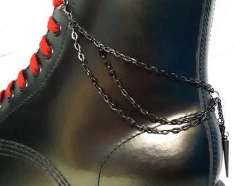 Gunmetal Spikes & Swooping Chain Boot Chain with Other Color Options