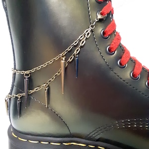 Bronze and Gunmetal Spiked Cable Chain Boot Chain by Reaction Body Chains