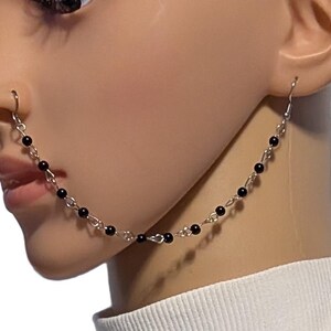 4mm Bead Chain with Silver Single Strand Nose Chain with 4 Color Choices