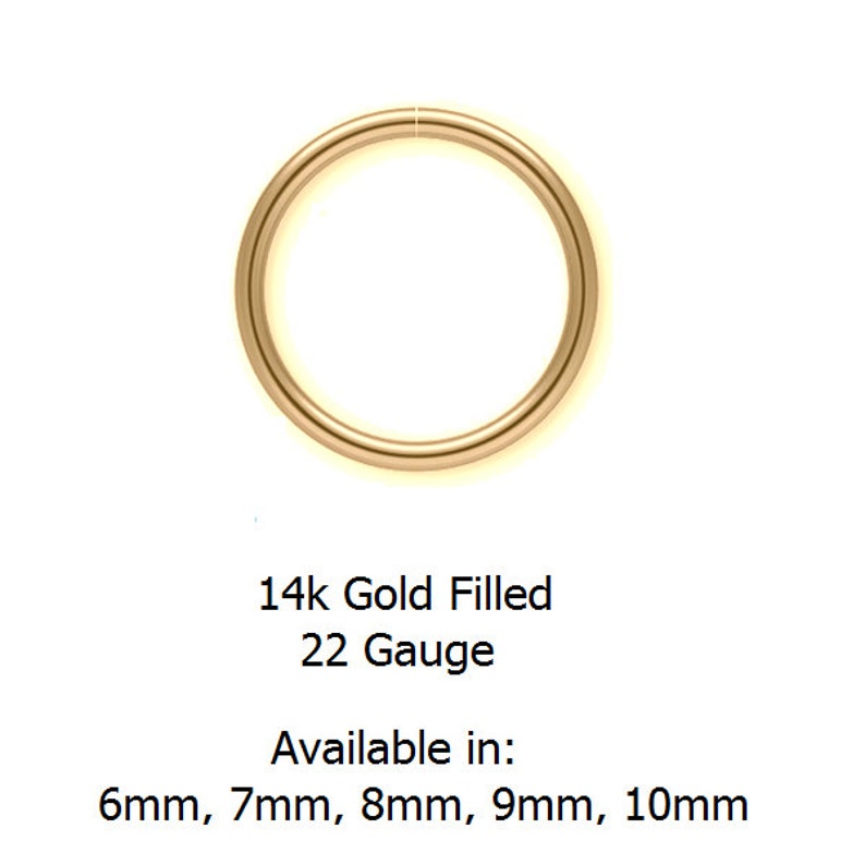 22g 14K Gold Filled in 6mm 9mm or 10mm Nose or Ear Hoop Seamless Endless Continuous 7mm 8mm