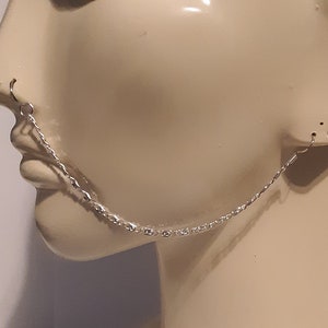 Silver Scroll-Link Nose to Ear Chain In Single or Double Chains by Reaction Body Chains
