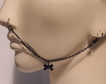 Black or Gunmetal Bow Single Strand Nose Chain