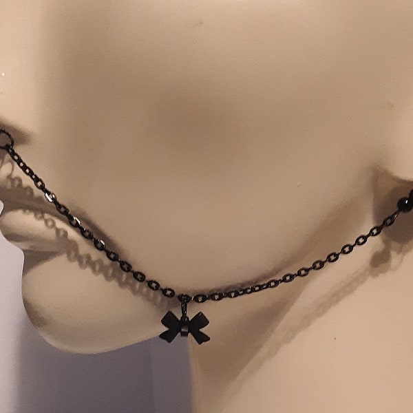 Black or Gunmetal Bow Single Strand Nose Chain