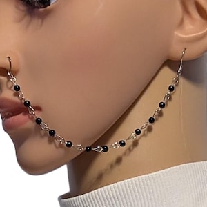 4mm Bead Chain with Silver Single Strand Nose Chain with 4 Color Choices