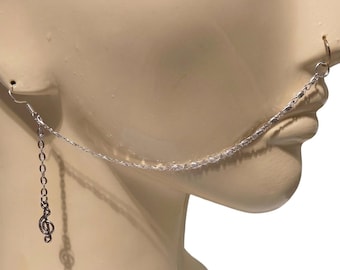 Here Come Treble Clef Silver Single Strand Nose Chain