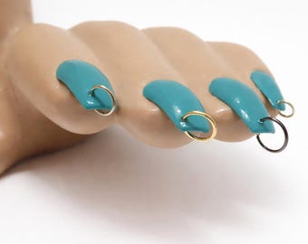 Pierced Fingernail Seamless Hoops in Gold or Silver or Gunmetal Fingernail Jewels
