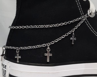 Silver Cross Double Chain Canvas High-top Shoe or Boot Chain