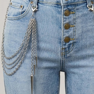 4-Strand Spiked Belt Loop Pants Chain Available in 5 Colors