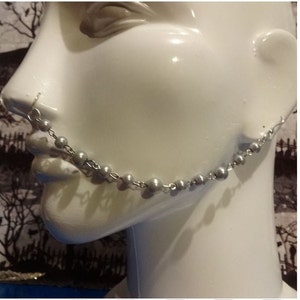 Grey Bead Chain Single Strand Nose Chain