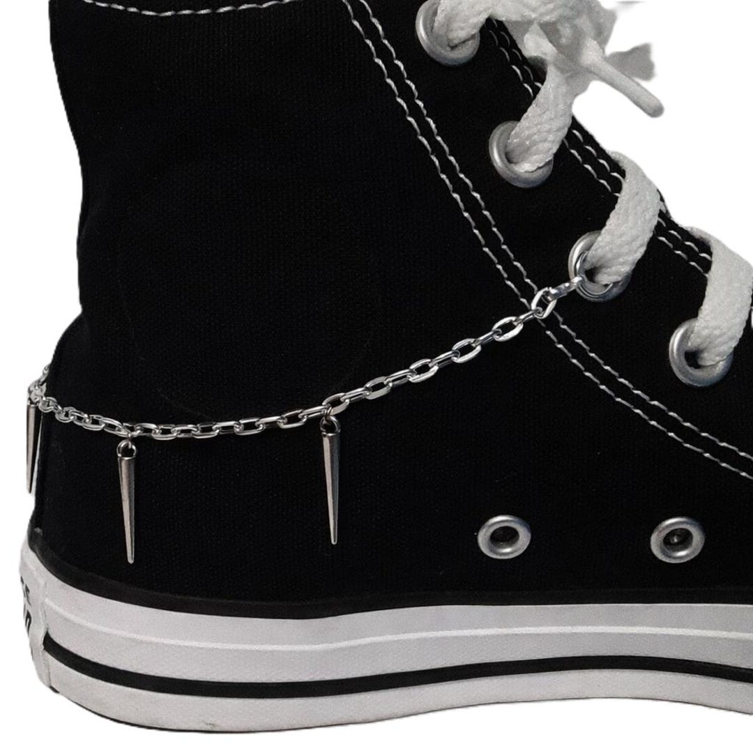 Shoe String Chain Spiked Single Chain With 3 Color Options Canvas High-top Shoe or Boot ...