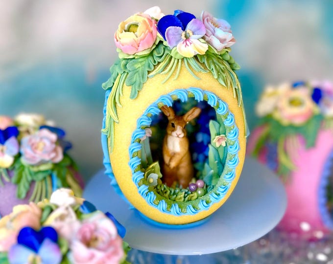 Yellow Sugar Egg with Bunny main image 1