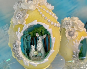 Bling Bunny Sugar Egg for Mother’s Day with Pearls and Jewelled Flowers