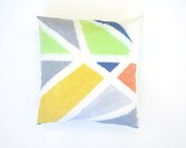 dyed pillow cover, colorful geometric design, one of a kind multicolor pillow cover
