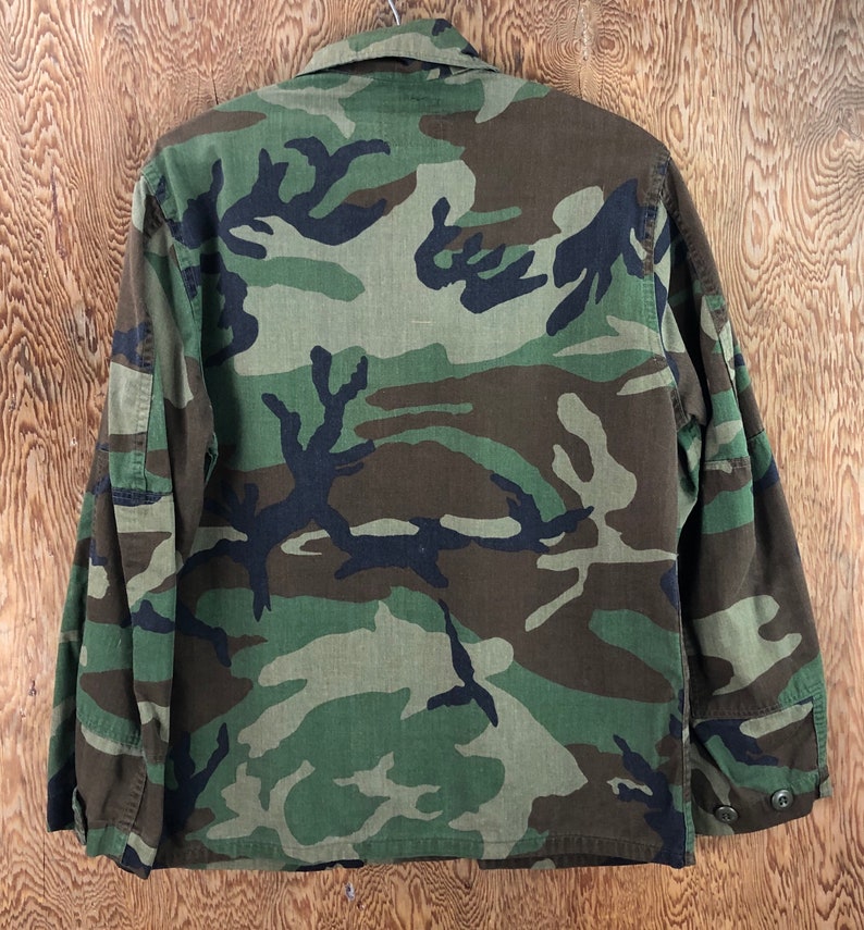 Vintage 1980s US Army Woodland Camouflage Jacket Cotton Small Military ...