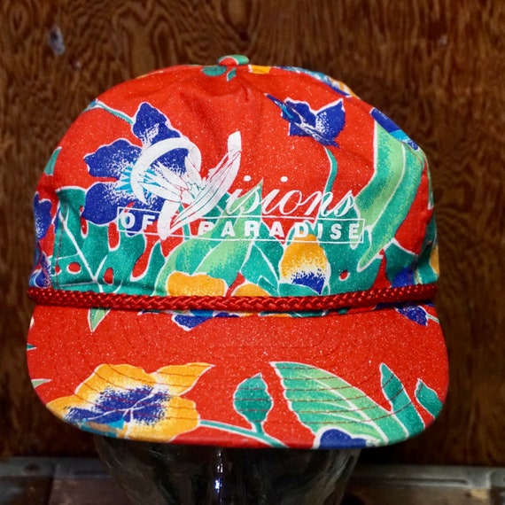 Vintage 90's Visions Or Paradise Snapback Hat Flo… - image 1