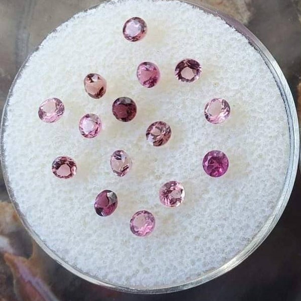 Pink Tourmaline 3mm round gemstone - Genuine Pink Tourmaline 3mm faceted loose stones