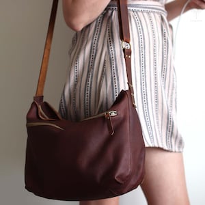 Brown leather bag crossbody, laptop bag leather, Marley large leather bag