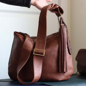Brown bag leather, brown leather bag crossbody, hobo bag leather, brown purse bag, real leather bag Demilune