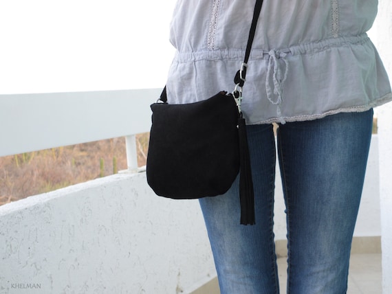 black suede purse